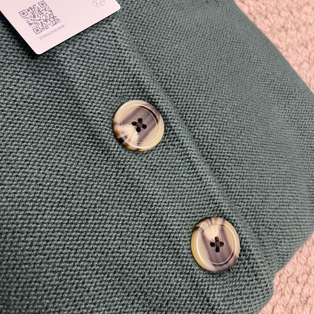 Quince 100% Organic Cotton Cropped cardigan Big Sur Green NWT XS - Picture 4 of 16